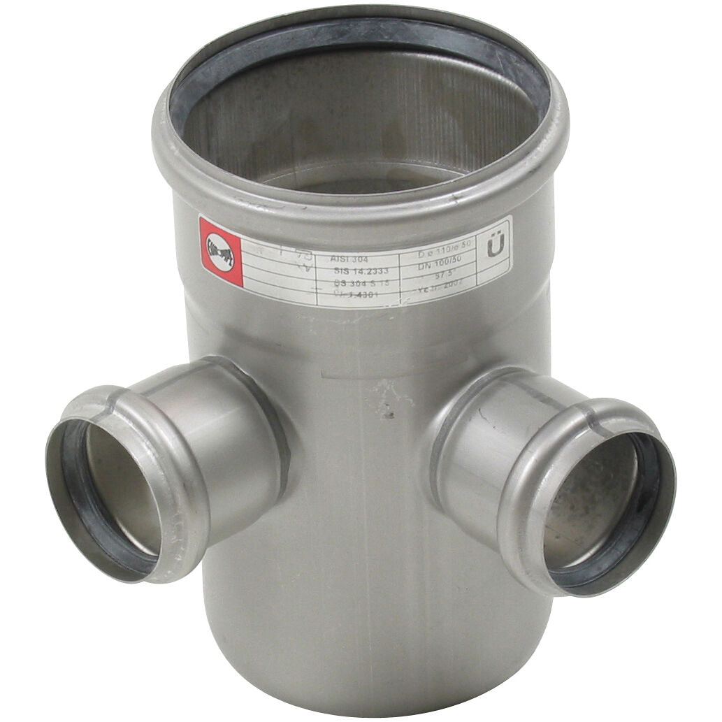 DOPPELABZWEIG 87,5° - Ø110mm - Ø50mm - V2A