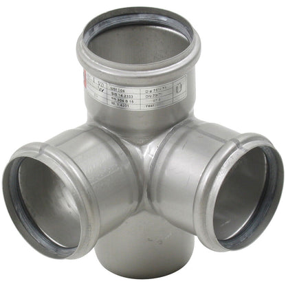 DOPPELABZWEIG 87,5° - Ø110mm - Ø75mm - V4A