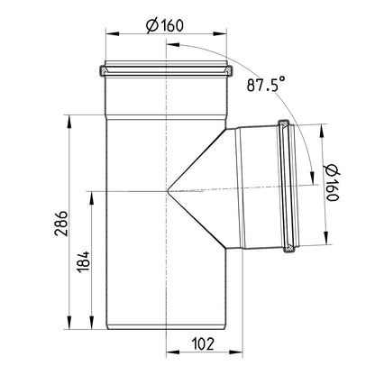DOPPELABZWEIG 87,5° - Ø160mm - V4A
