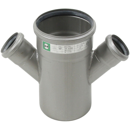 DOPPELABZWEIG 45° - Ø110mm - Ø50mm - V4A
