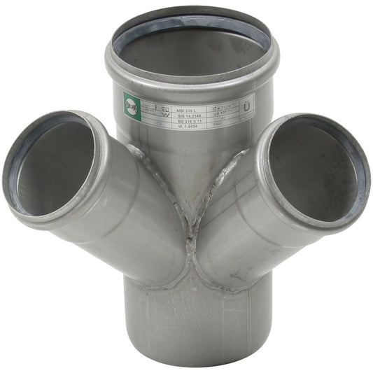 DOPPELABZWEIG 45° - Ø110mm - Ø75mm - V4A