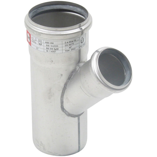 ABZWEIG SCHRÄG 45° - Ø75mm - Ø50mm - V2A