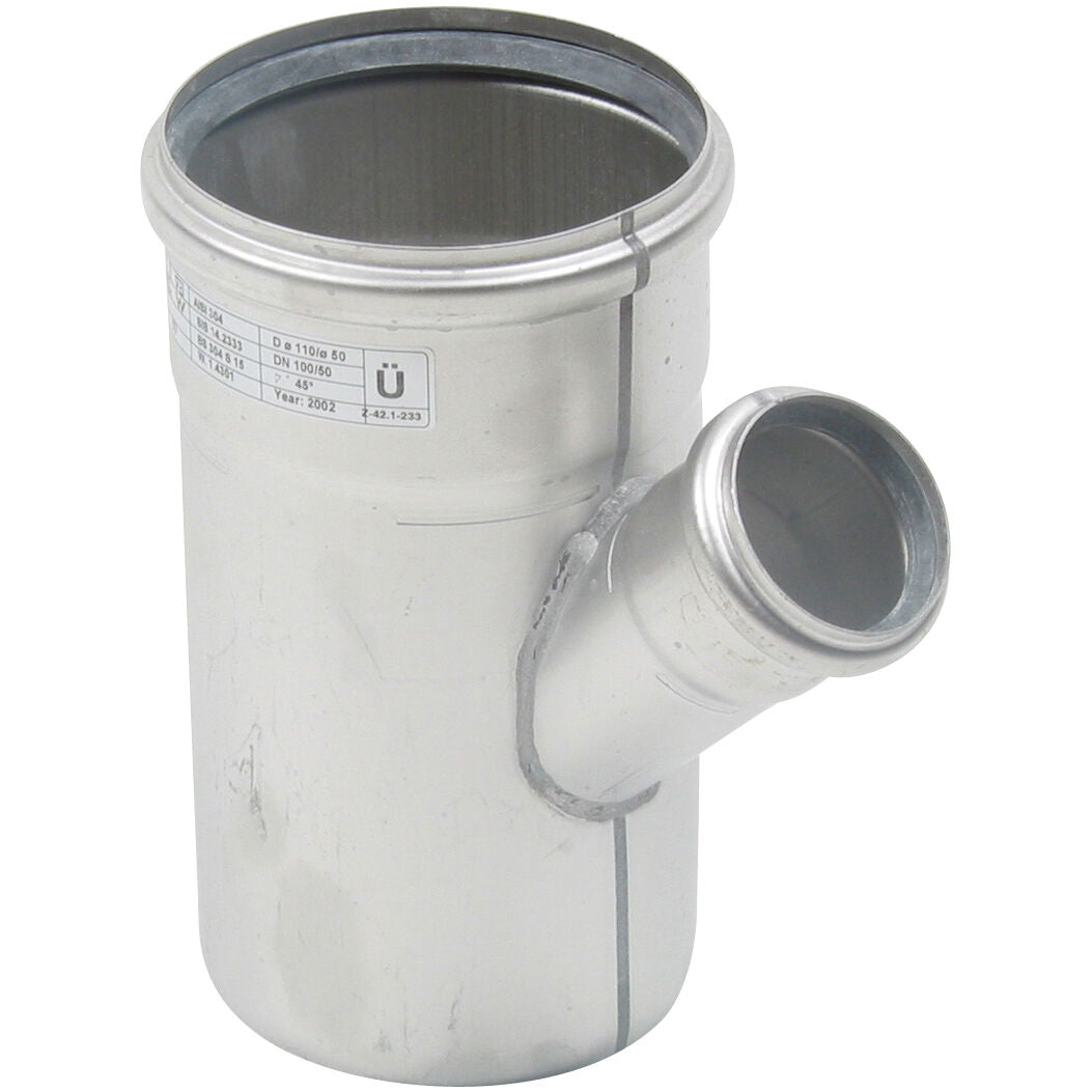 ABZWEIG SCHRÄG 45° - Ø110mm - Ø50mm - V4A