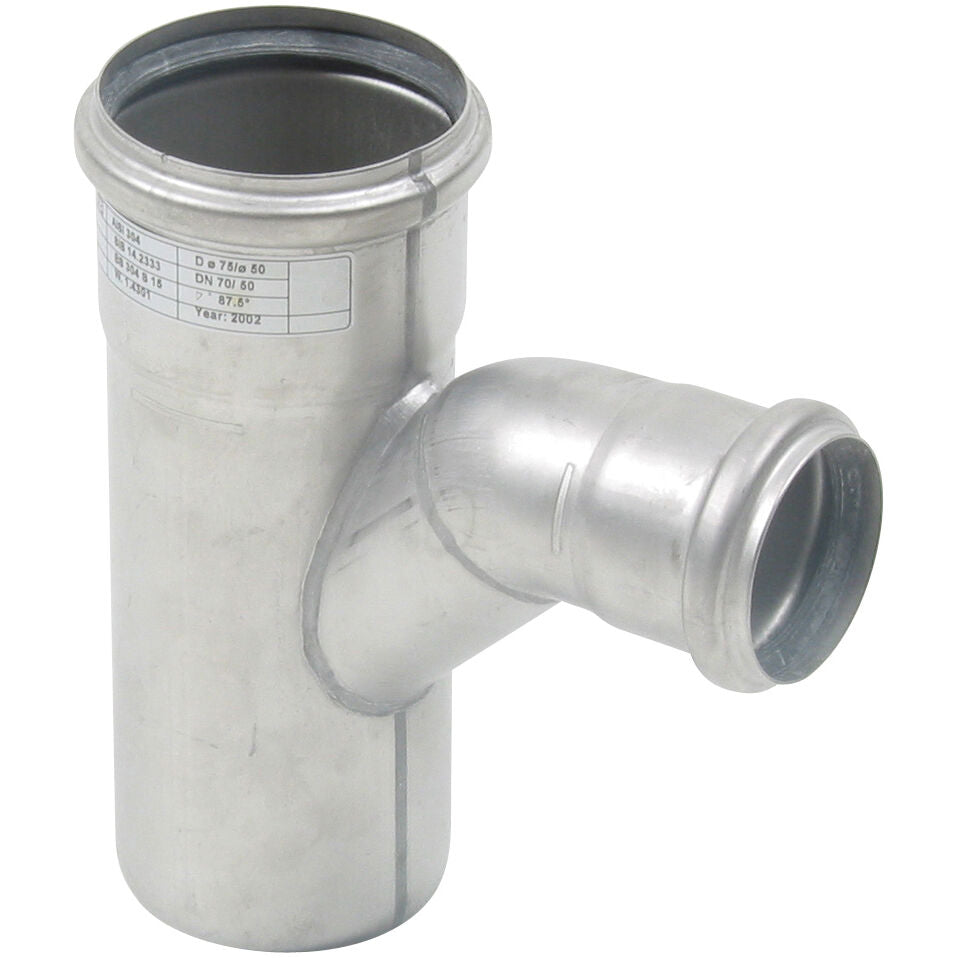 ABZWEIG GEBOGEN 87,5° - Ø75mm - Ø50mm - V2A