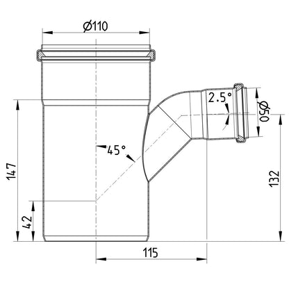 ABZWEIG GEBOGEN 87,5° - Ø110mm - Ø50mm - V4A