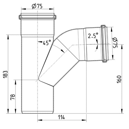 ABZWEIG GEBOGEN 87,5° - Ø75mm - V2A