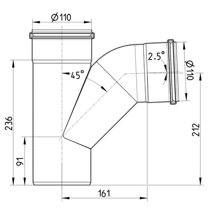 ABZWEIG GEBOGEN 87,5° - Ø110mm - V2A