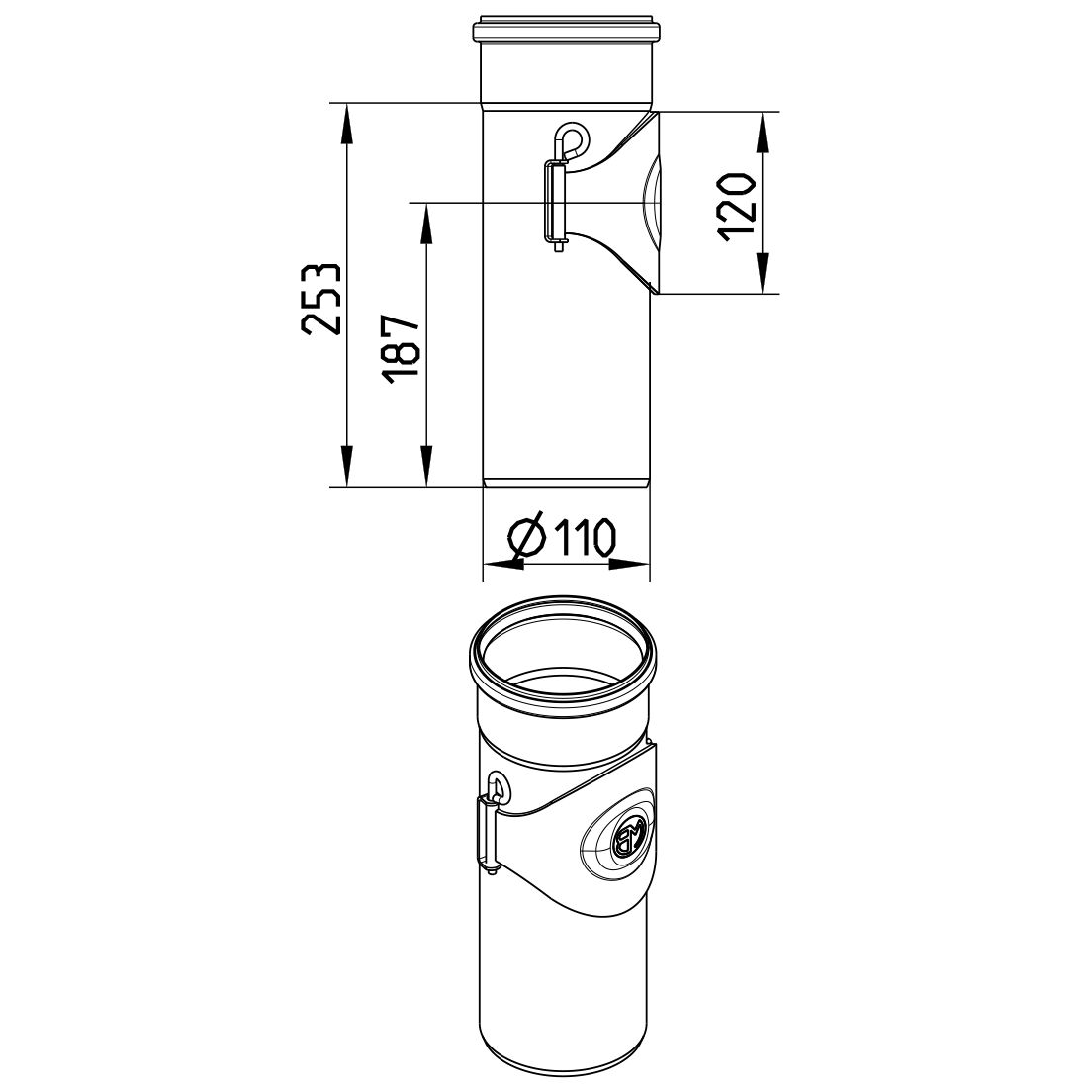 ROHR MIT ZUGANG, HOCH - Ø110mm - V4A