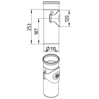 ROHR MIT ZUGANG, HOCH - Ø110mm - V4A