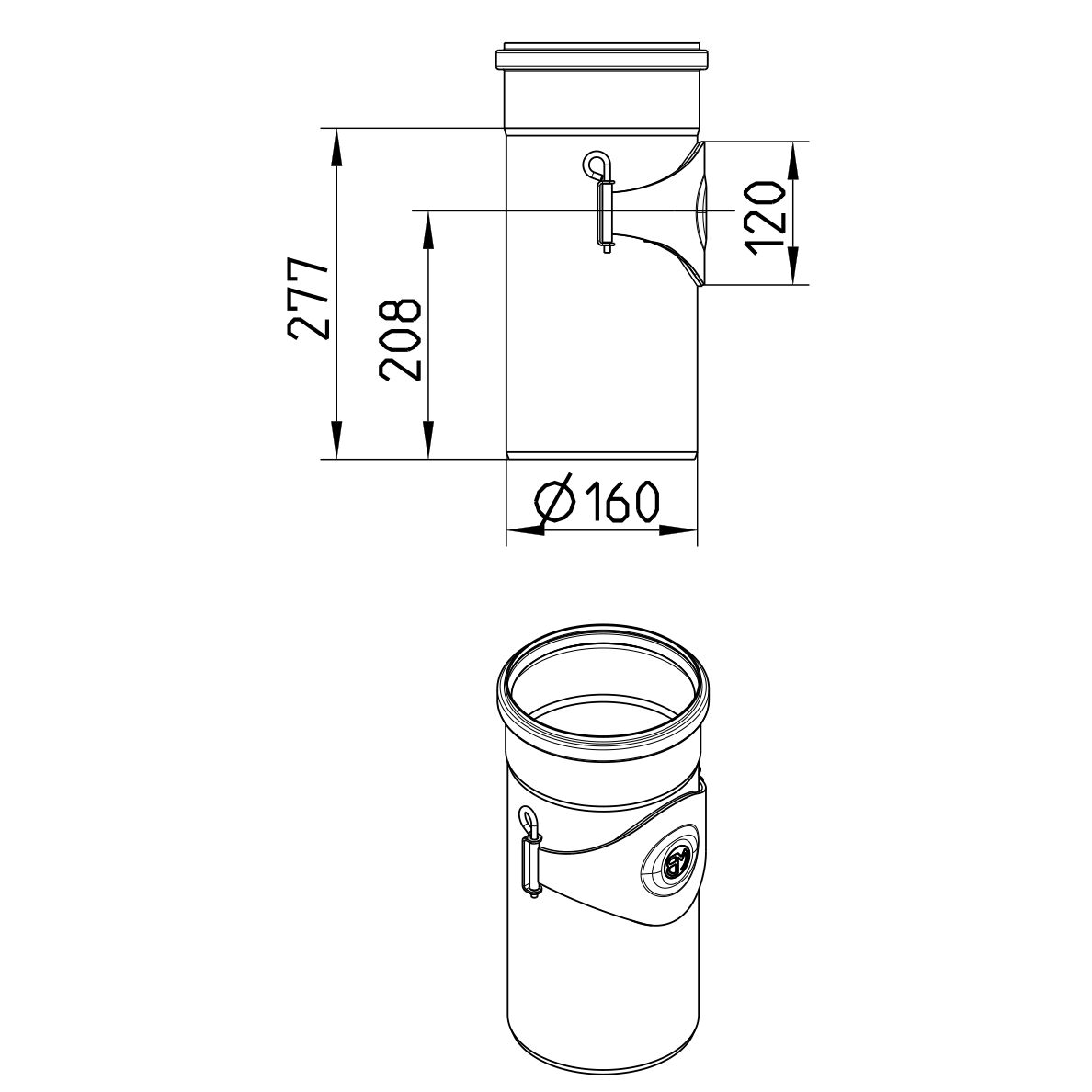 ROHR MIT ZUGANG - Ø160mm - V2A