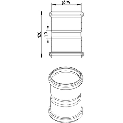 DOPPELMUFFE - Ø75mm - V4A