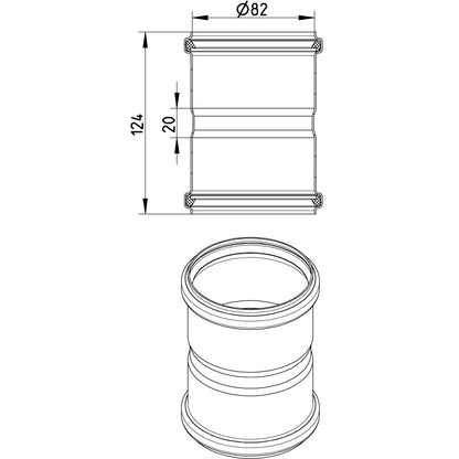DOPPELMUFFE - Ø82mm - V4A