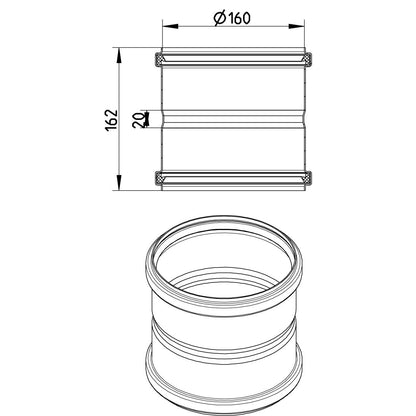 DOPPELMUFFE - Ø160mm - V2A
