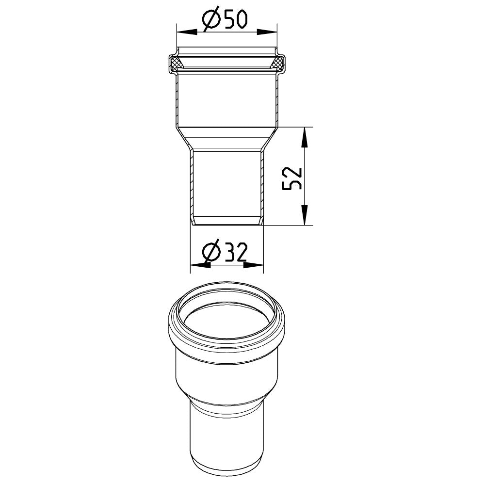 REDUZIERSTÜCK KONZENTRISCH - Ø50mm bis Ø32mm - V4A