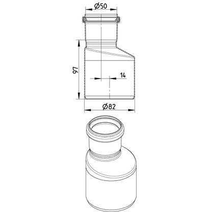 ÜBERGANG EXZENTRISCH - Ø50mm bis Ø82mm - V4A