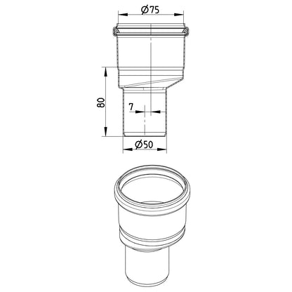 REDUZIERSTÜCK EXZENTRISCH - Ø75mm bis Ø50mm - V4A