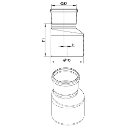 ÜBERGANG EXZENTRISCH - Ø82mm bis Ø110mm - V4A