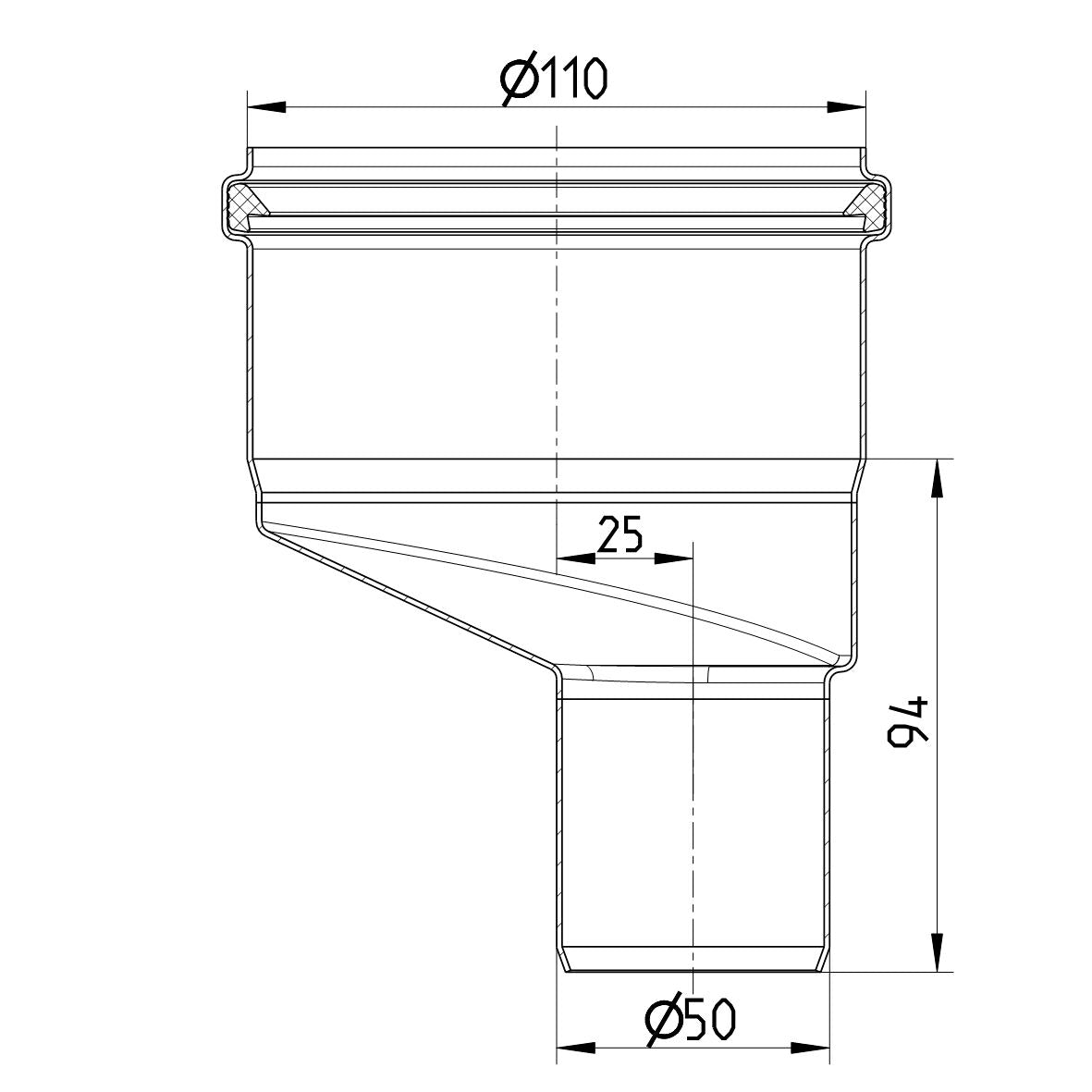 REDUZIERSTÜCK EXZENTRISCH - Ø110mm bis Ø50mm - V4A