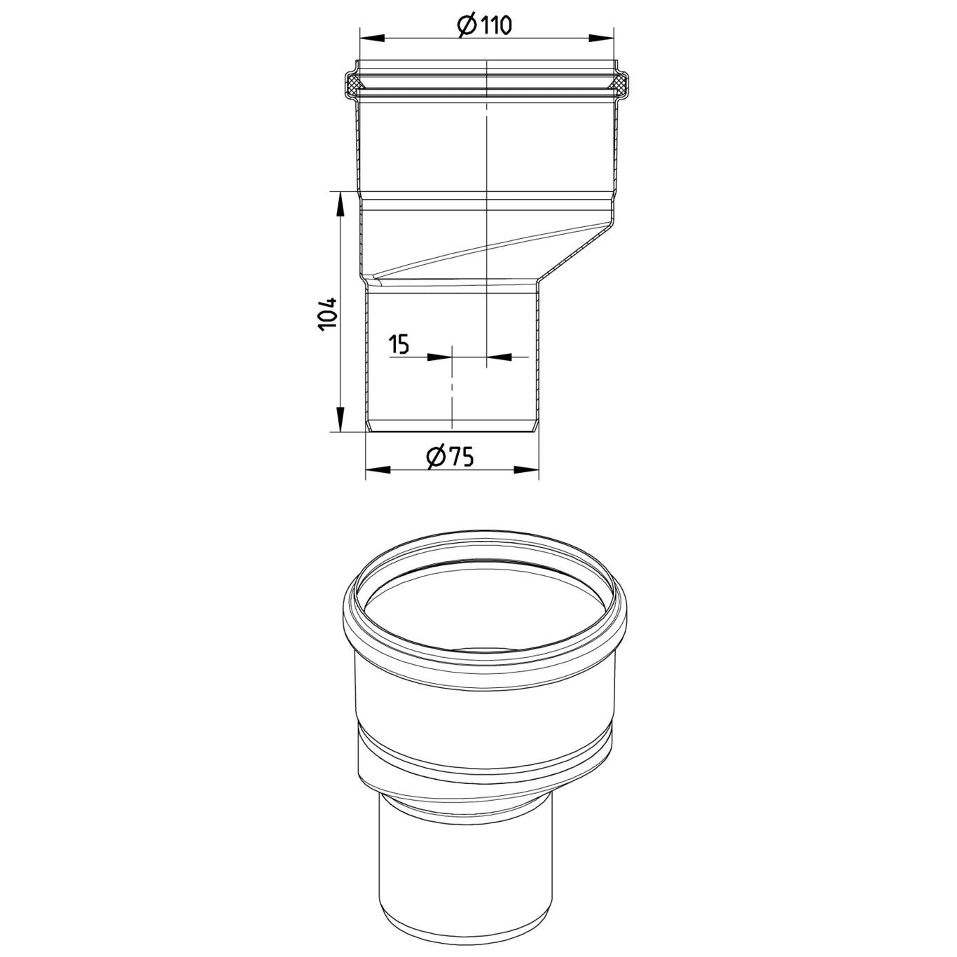 REDUZIERSTÜCK EXZENTRISCH - Ø110mm bis Ø75mm - V4A