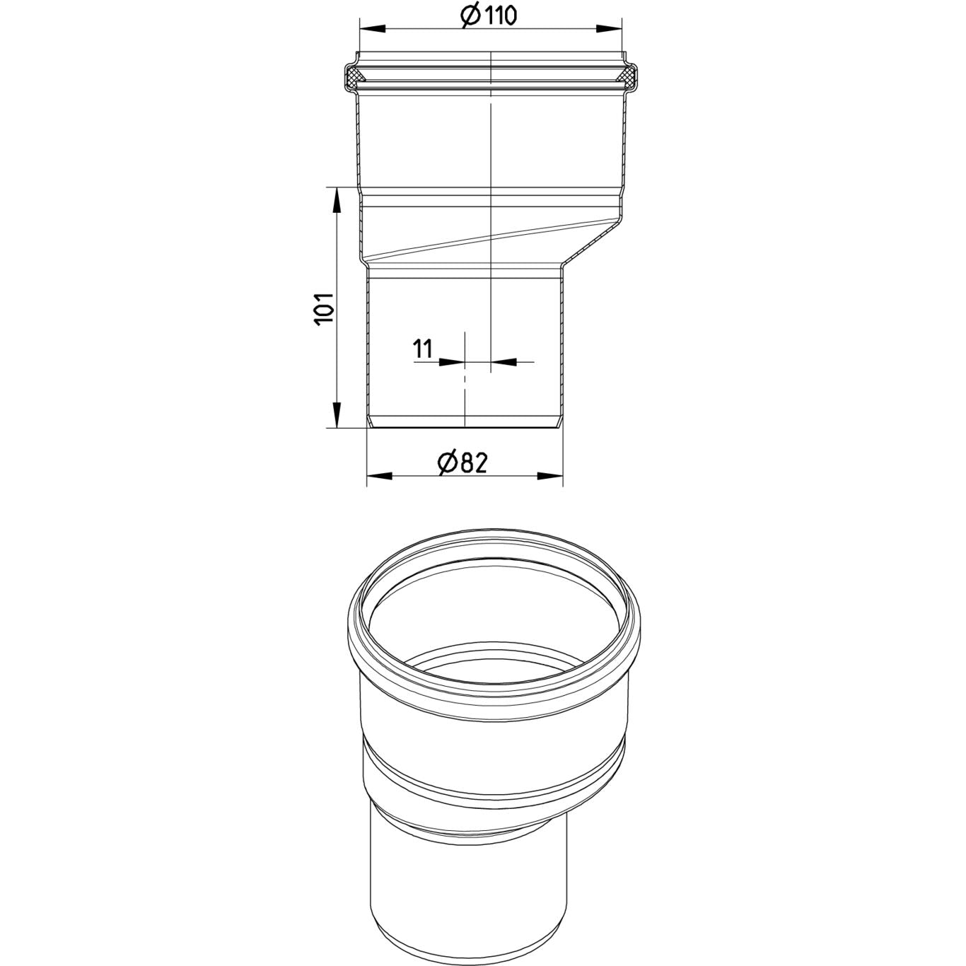 REDUZIERSTÜCK EXZENTRISCH - Ø110mm bis Ø82mm - V4A