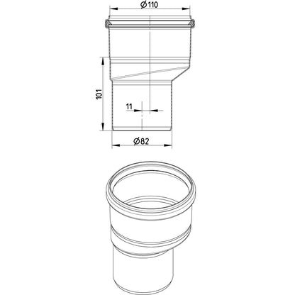 REDUZIERSTÜCK EXZENTRISCH - Ø110mm bis Ø82mm - V4A