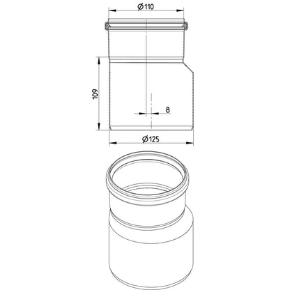 ÜBERGANG EXZENTRISCH - Ø110mm bis Ø125mm - V4A