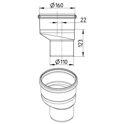 REDUZIERSTÜCK EXZENTRISCH - Ø160mm bis Ø110mm - V4A
