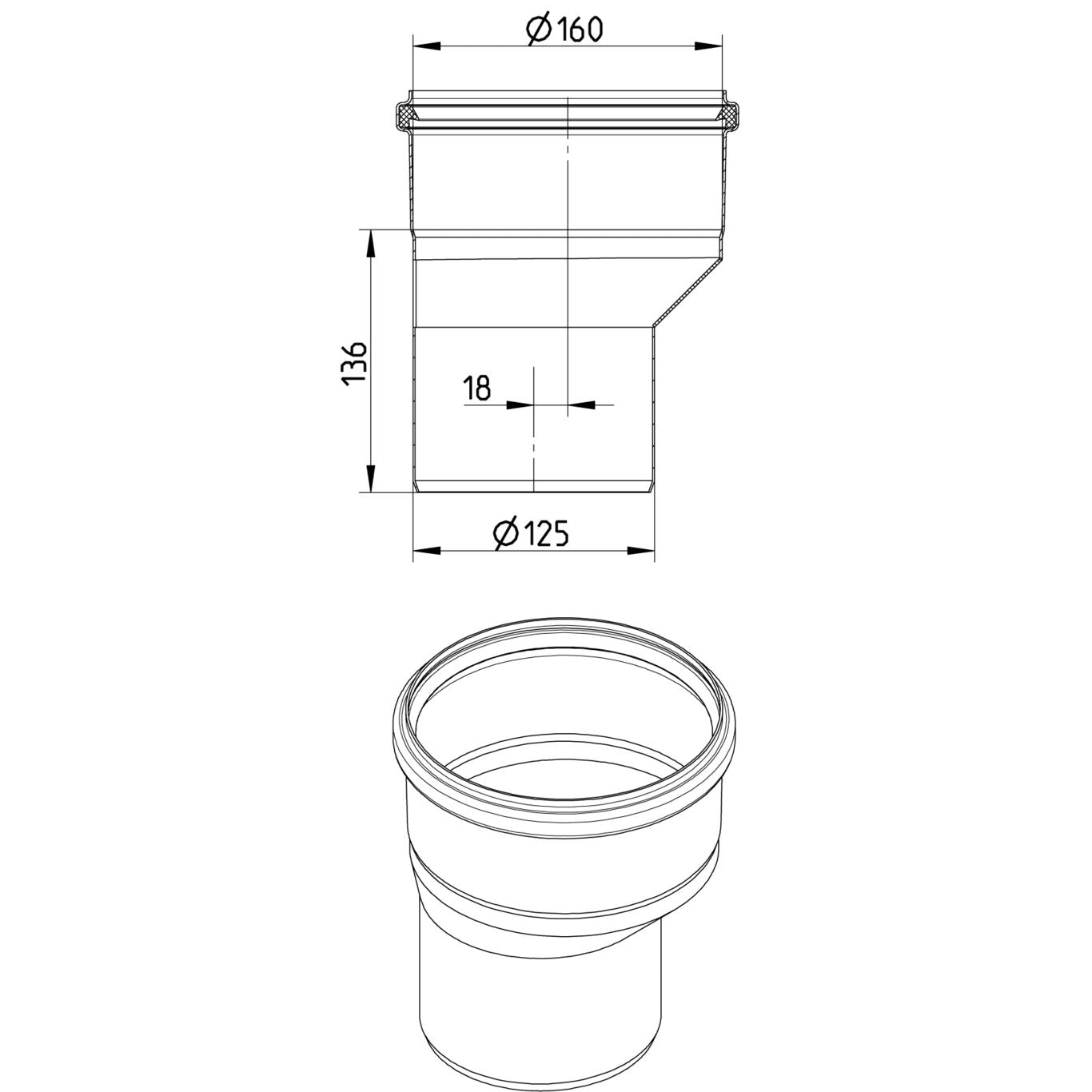 REDUZIERSTÜCK EXZENTRISCH - Ø160mm bis Ø125mm - V4A