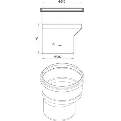 REDUZIERSTÜCK EXZENTRISCH - Ø250mm bis Ø200mm - V4A