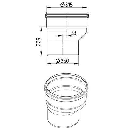 REDUZIERSTÜCK EXZENTRISCH - Ø315mm bis Ø250mm - V4A