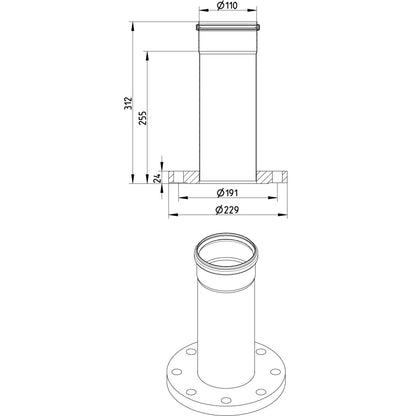 ANSI-FLANSCH ADAPTER MIT MUFFE - Ø110mm - V4A