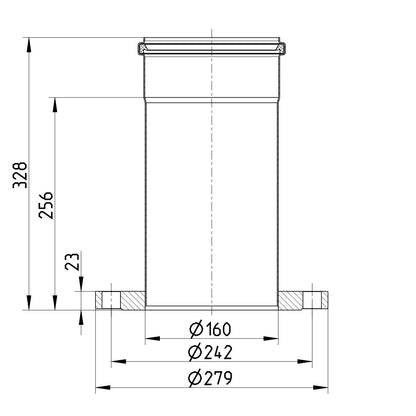 ANSI-FLANSCH ADAPTER MIT MUFFE - Ø160mm - V4A