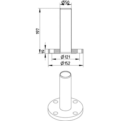 ANSI-FLANSCH ADAPTER MIT SPITZENDE - Ø50mm - V4A