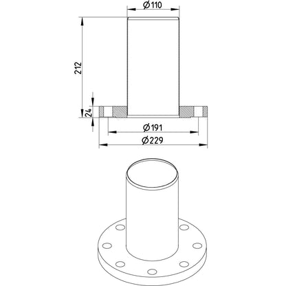 ANSI-FLANSCH ADAPTER MIT SPITZENDE - Ø110mm - V4A