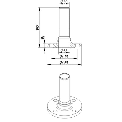 DIN-FLANSCH ADAPTER MIT SPITZENDE - Ø50mm - V4A