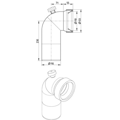 TOILETTENANSCHLUSS 90° - Ø110mm - V2A