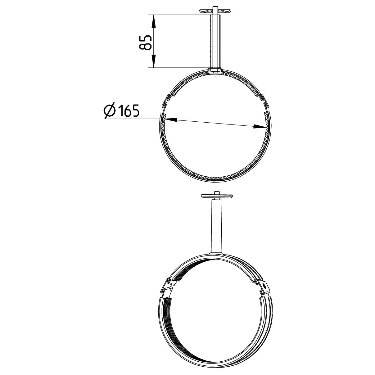 ROHRAUFHÄNGUNG MIT TPE - Ø160mm - V2A