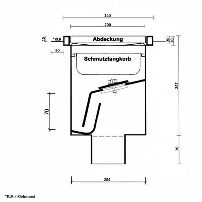 EINTEILIGER DOPPELLABYRINTH-BODENABLAUF BA 200 SDL KL mit umlaufendem Kleberand