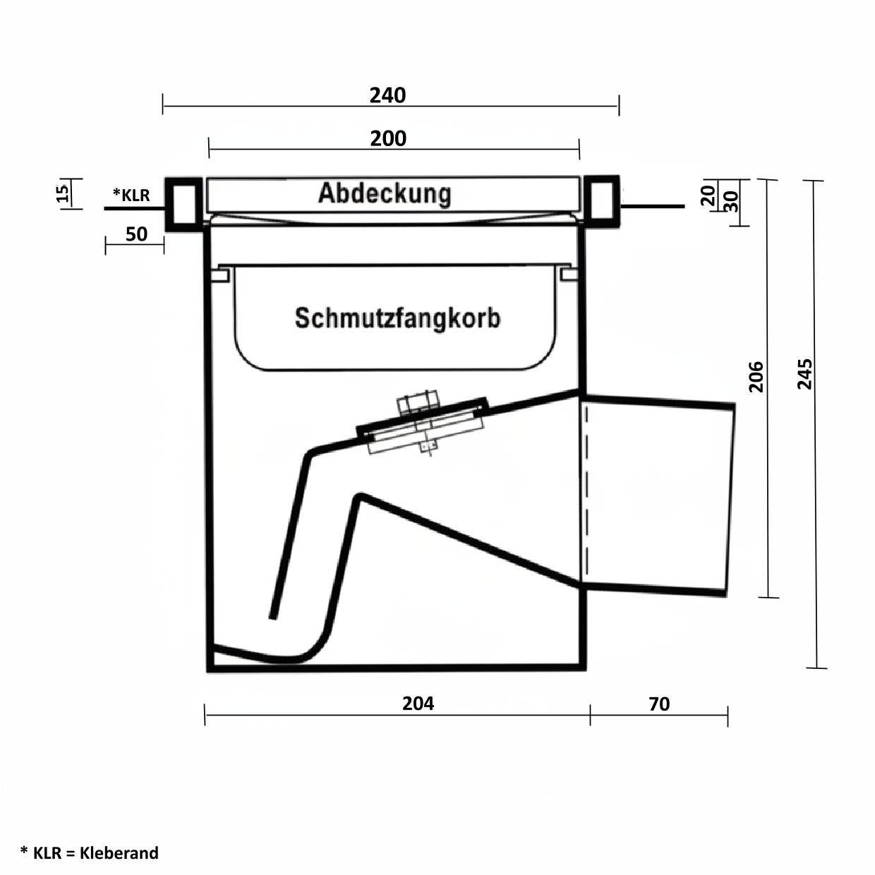 EINTEILIGER DOPPELLABYRINTH-BODENABLAUF BA 200 WDL KL mit umlaufendem Kleberand